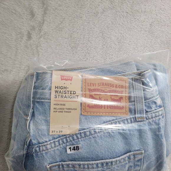 Levi's High Waisted Straight Jeans Womens 27x29 Blue Light Wash High Rise Denim - Picture 15 of 15